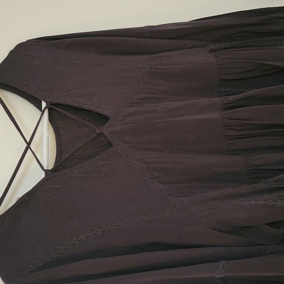 3/$30 Altar'd STATE Romantic Embroidered Peplum Peasant Criss Cross Blouse - Picture 7 of 11